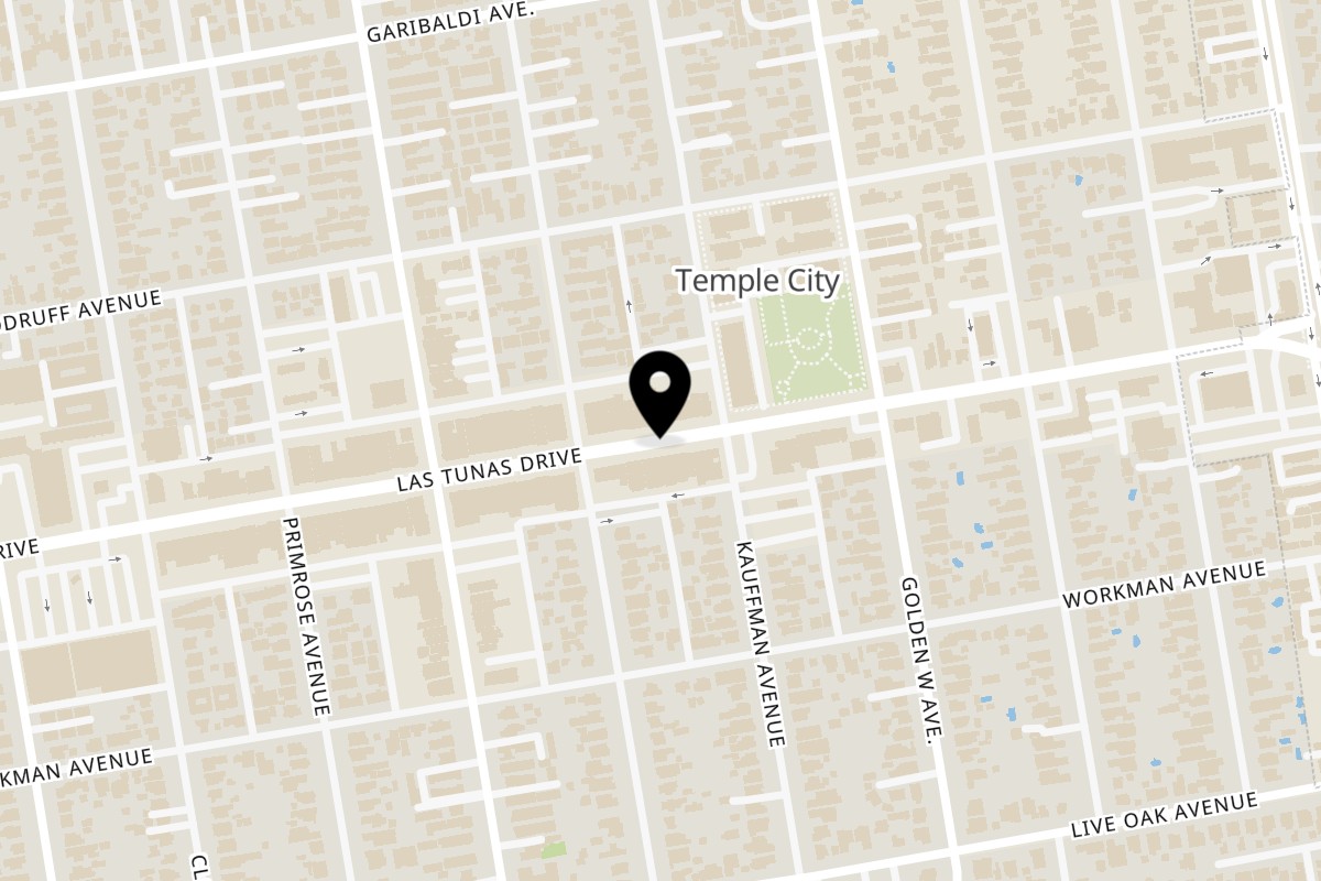 Map showing the location of Golden Deli Temple City on 9664 Las Tunas Dr in Temple City